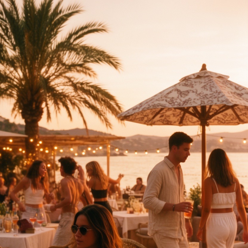 Beach club · golden hour